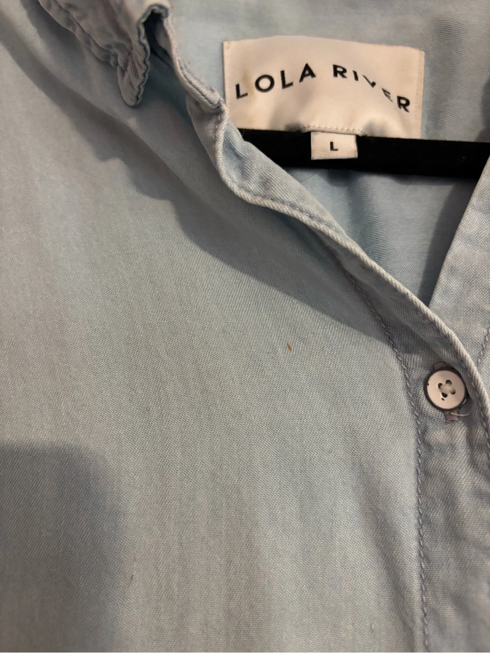 Super Soft Light Denim Oversized Short Sleeve Button Down - Picture 2 of 2